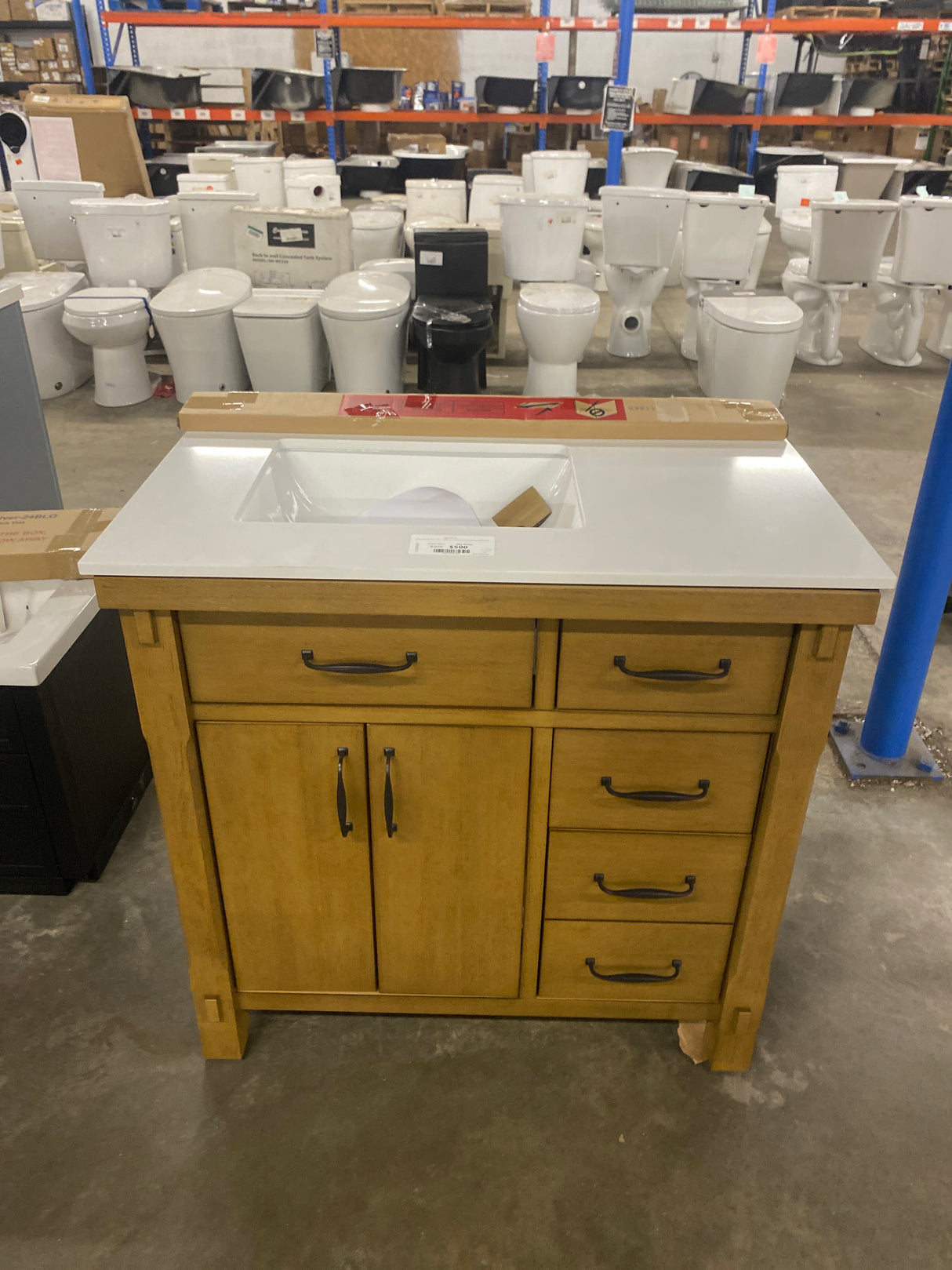 Bellington 36 in. W x 22 in. D x 34.5 in. H Bath Vanity in Almond Toffee with White Engineered Stone Top