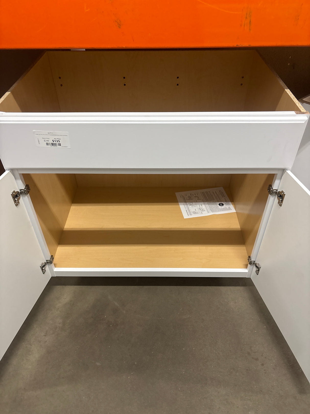 Hampton 36 in. W x 24 in. D x 34.5 in. H Assembled Sink Base Kitchen Cabinet in Satin White