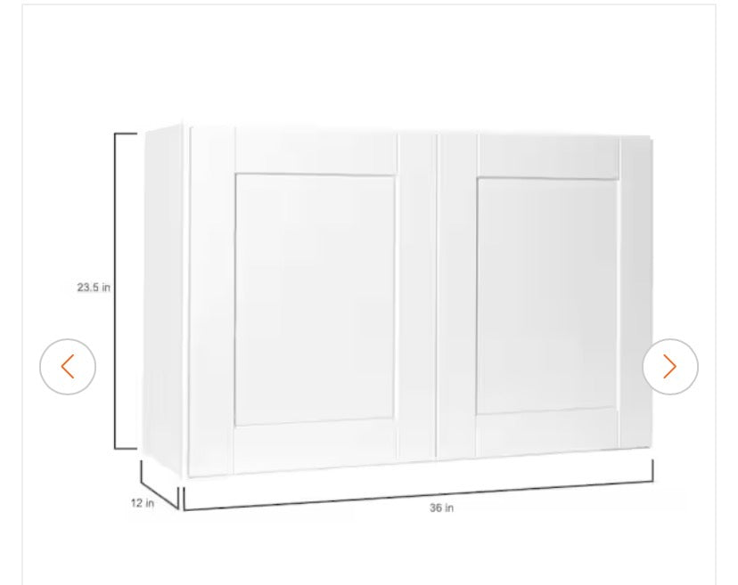 Shaker 36 in. W x 12 in. D x 24 in. H Assembled Wall Bridge Kitchen Cabinet in Satin White with Shelf