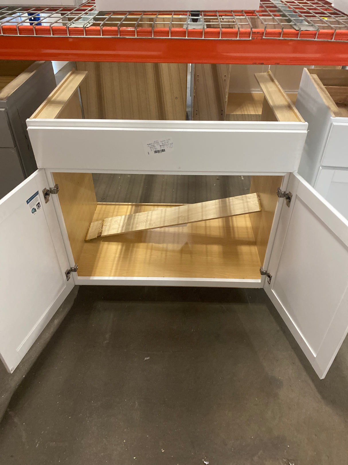 Westfield Feather White Assembled Sink Base Kitchen Cabinet (36 in. W x 23.75 in. D x 35 in. H)