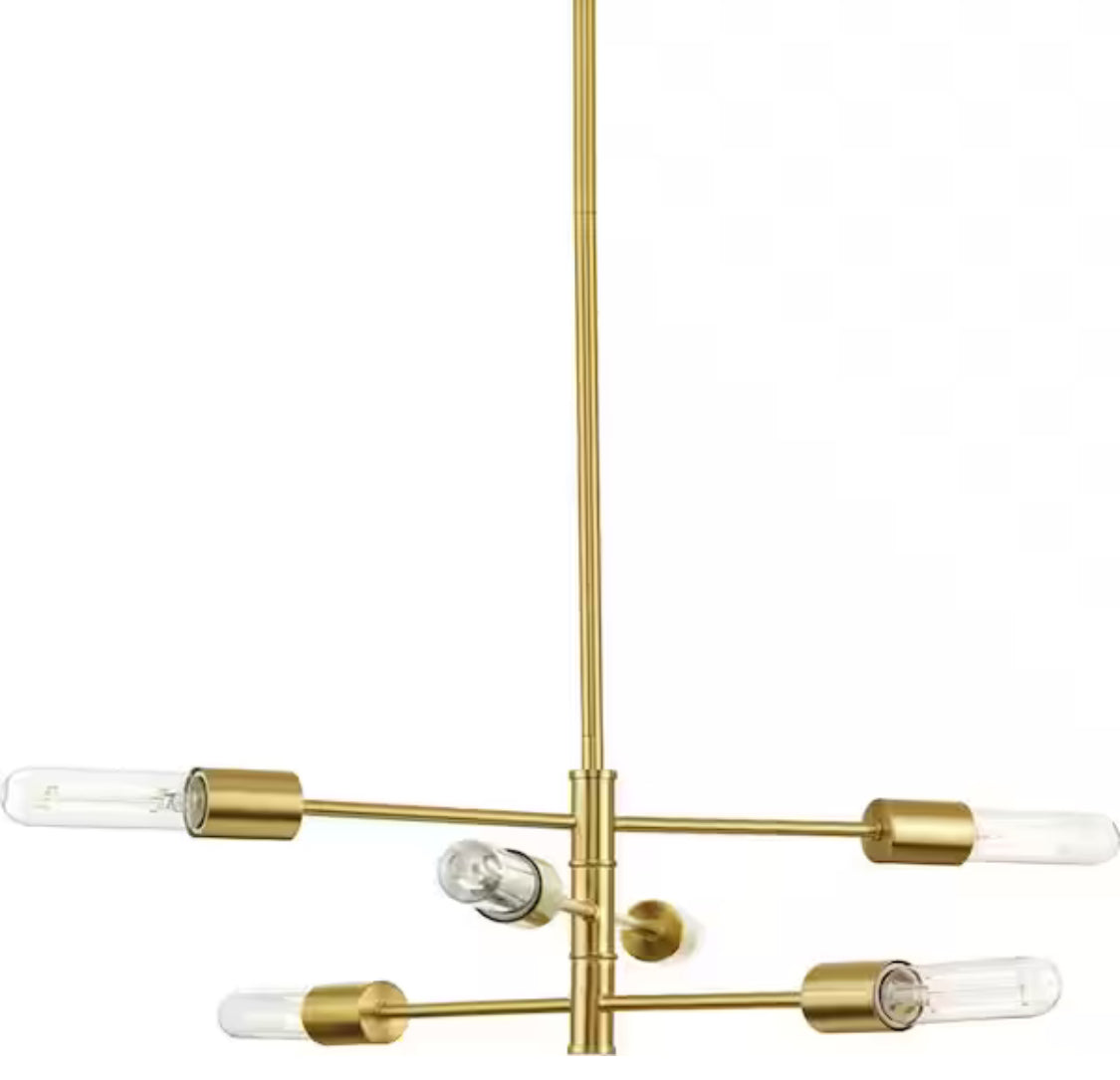 Noda 60-Watt 6-Light Brushed Gold Shaded Pendant Light Contemporary