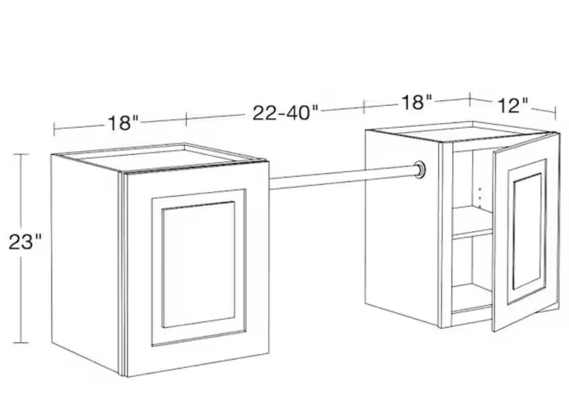 Greenwich Valencia Blue 23 in. H x 58 in. W x 12 in. D Plywood Laundry Room Wall Cabinet andPole ext 76 in. w/ 2 Shelves