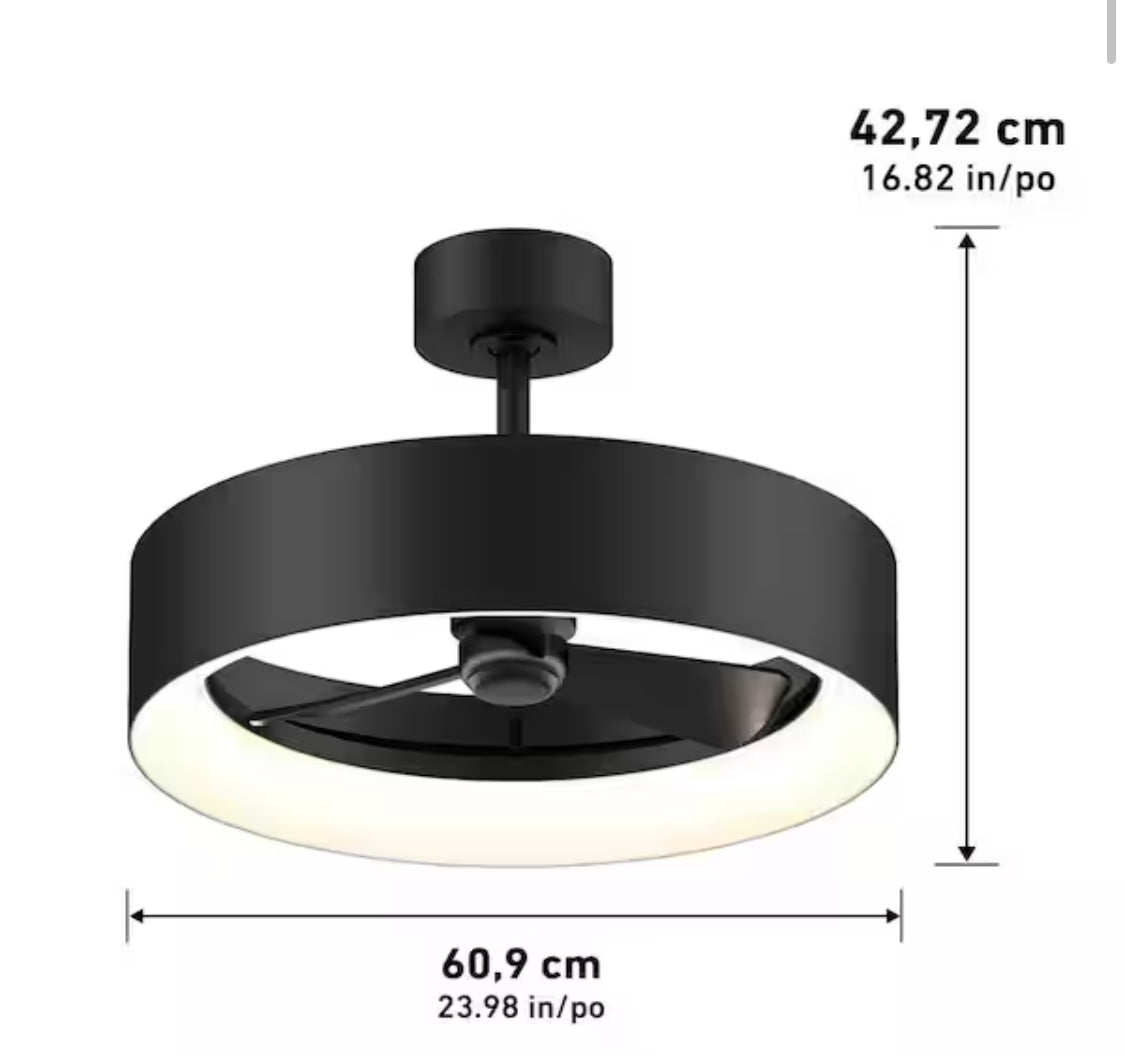 Aiden 24 in. Indoor Black 8 Steps CCT 17.7 in. Integrated LED Ceiling Fan with Remote Included