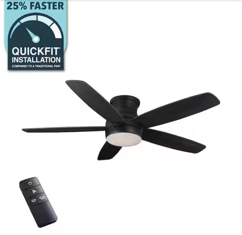 Ashby Park 52 in. White Color Changing Integrated LED Matte Black Indoor Ceiling Fan with Light Kit and Remote Control