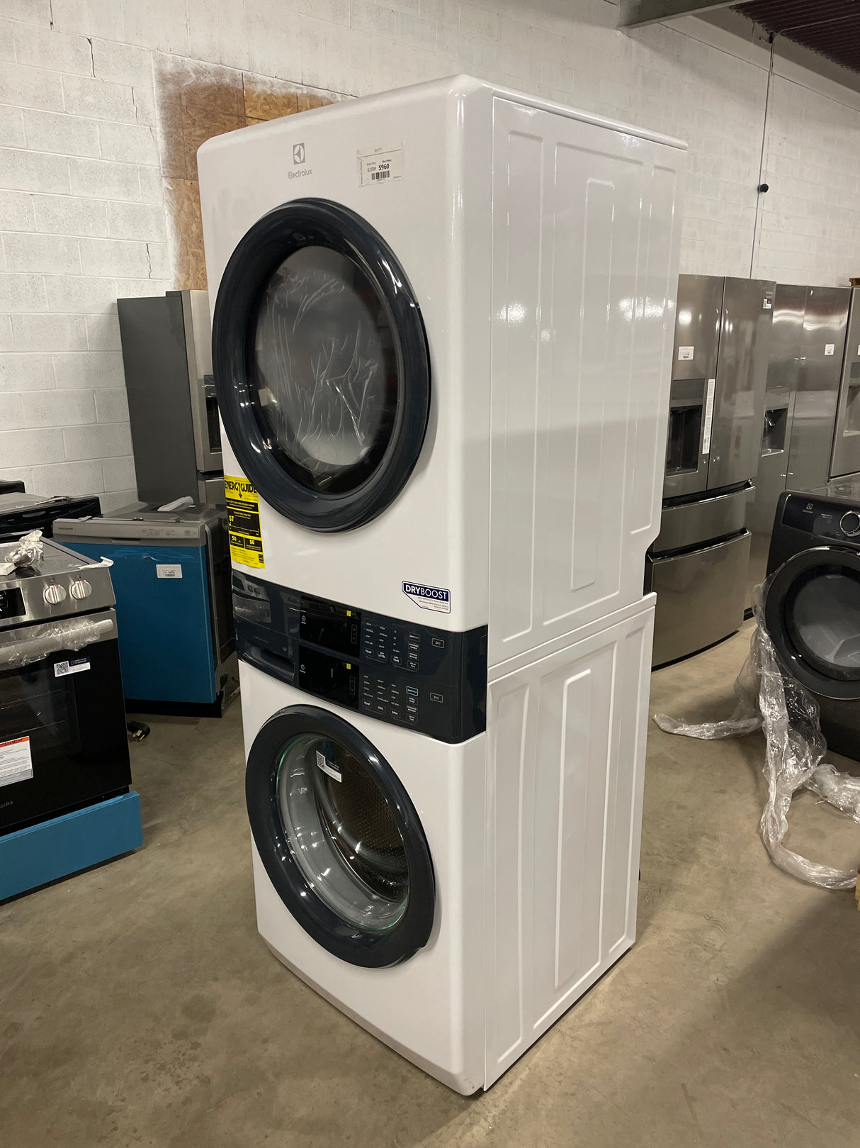 4.4 cu. ft. Stacked Washer and 8.0 cu. ft. Electric Dryer Laundry Tower in White with LuxCare Wash, Energy Star