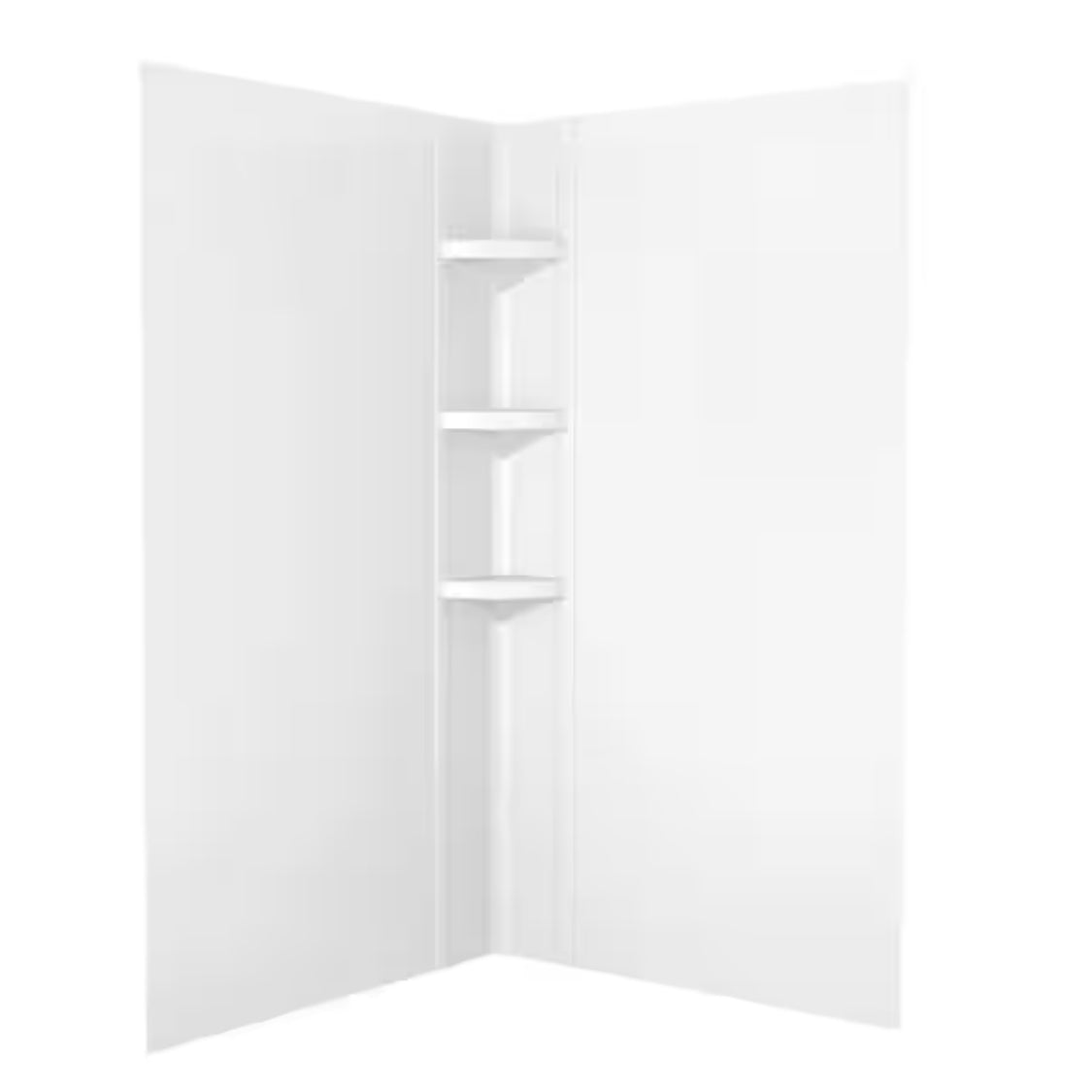38 in. W x 70.63 in. H 3-Piece Glue Up Corner Shower Wall Surround in White