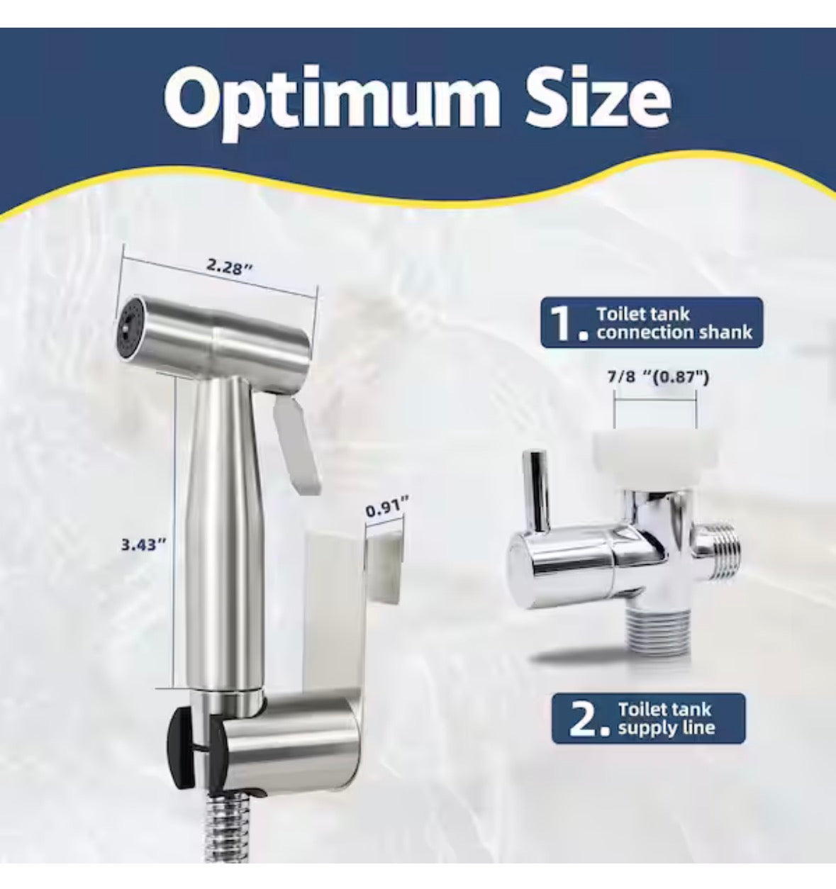 Easy-Install Handheld Bidet Attachment with Adjustable Pressure, Braided Hose & Installation Kit Included in Gray