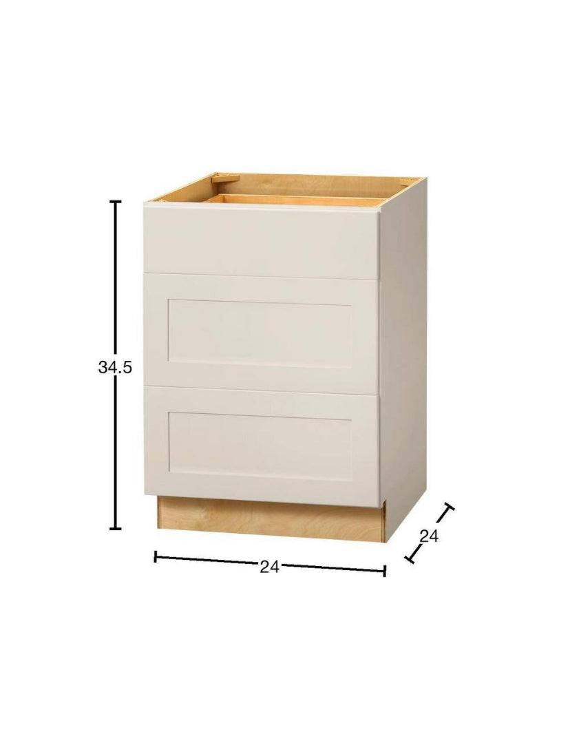 Avondale 24 in. W x 24 in. D x 34.5 in. H Ready to Assemble Plywood Shaker Drawer Base Kitchen Cabinet in Antique White
