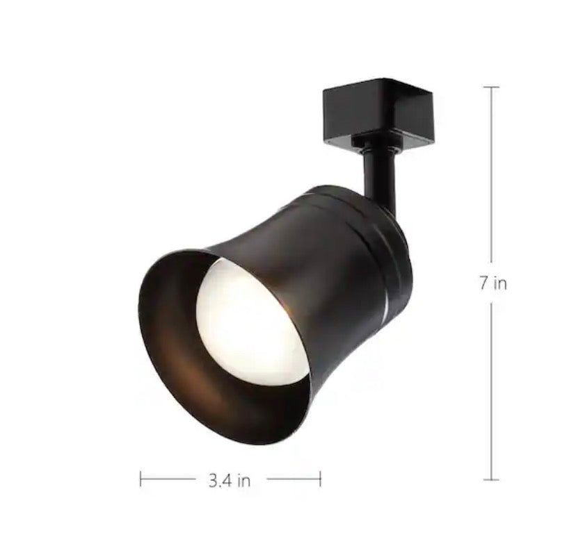 Flared Bell Black Integrated LED Linear Track Step Head