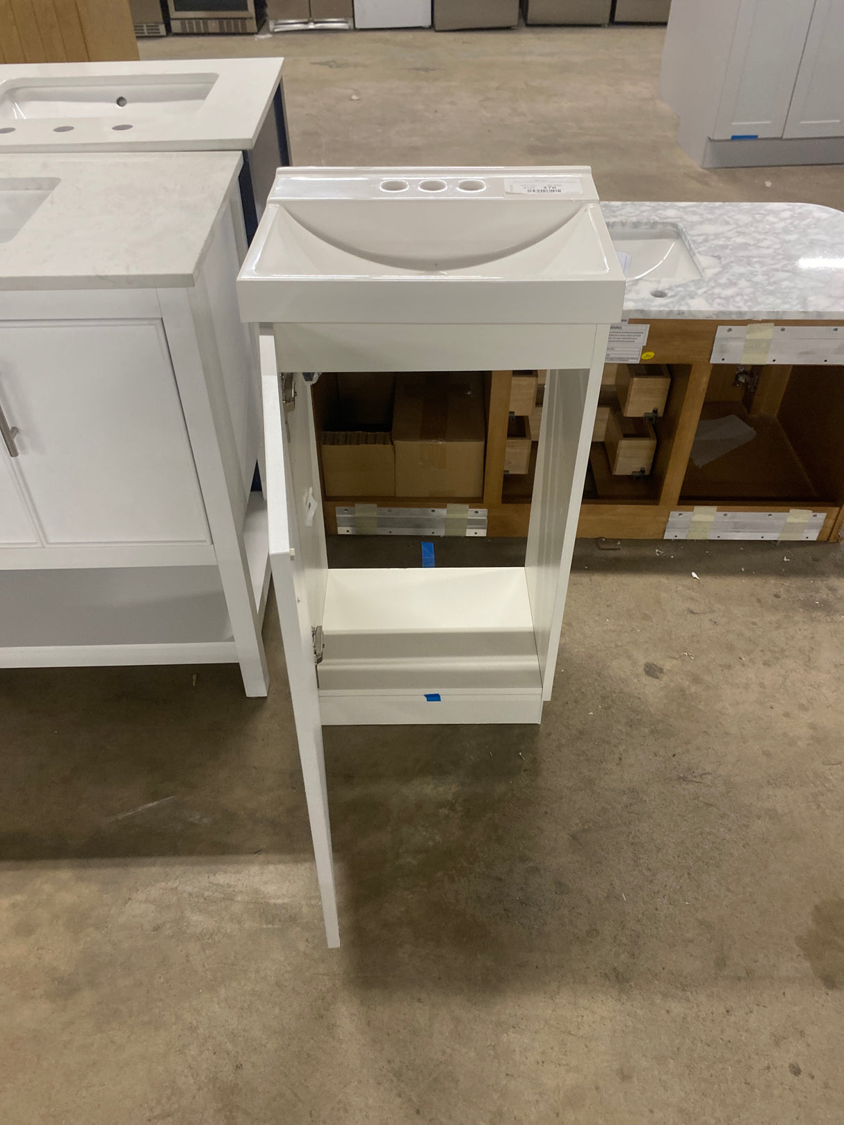 19 in. W x 18 in. D x 34 in. H Single Sink Freestanding Bath Vanity in White with White Cultured Marble Top