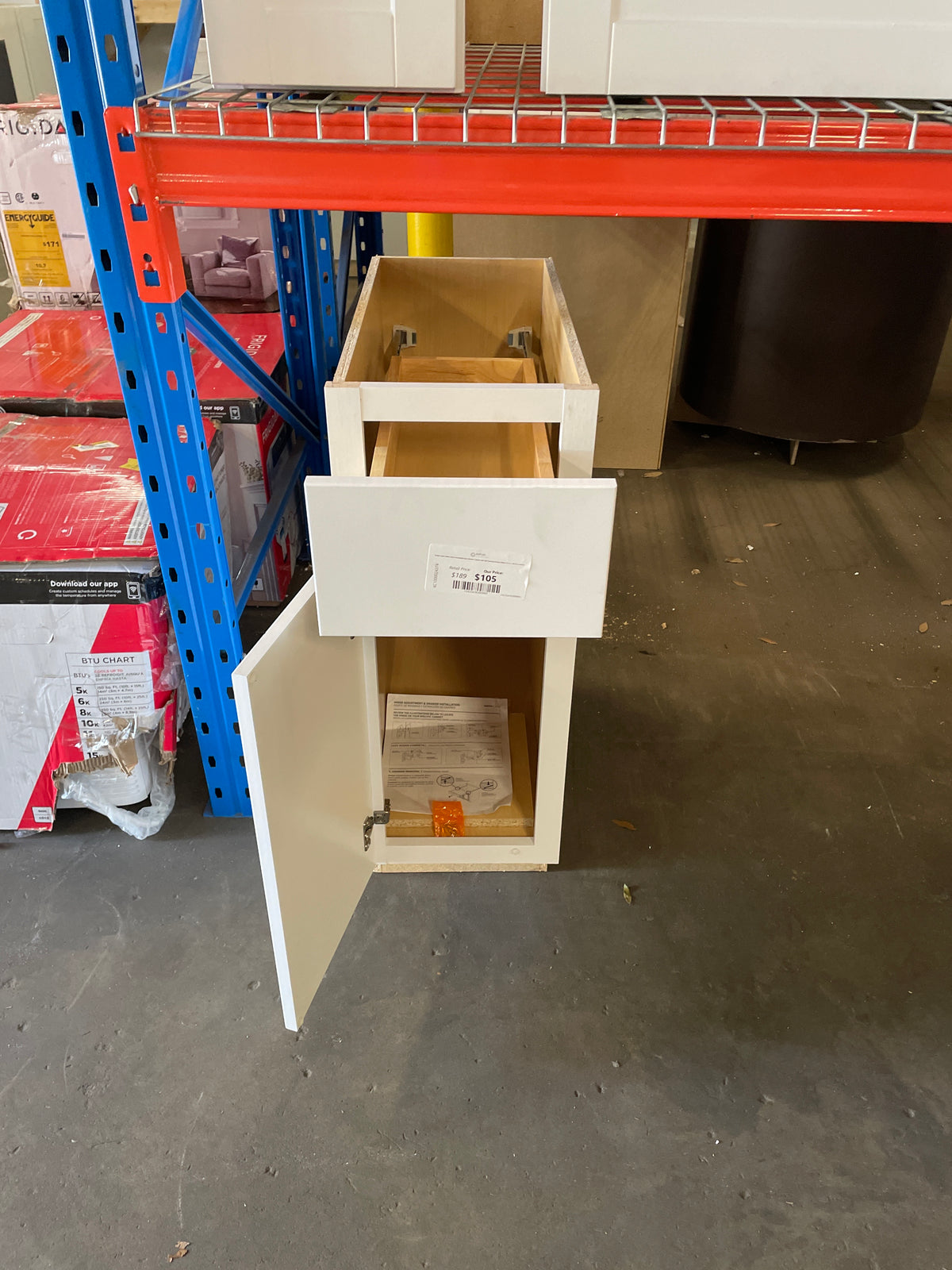 Shaker Satin White Stock Assembled Base Kitchen Cabinet with Ball-Bearing Drawer Glides (12 in. x 34.5 in. x 24 in.)