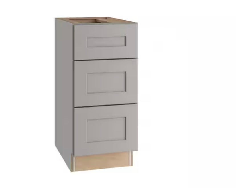 12 in. W x 21 in. D x 34.5 in. H Ready to Assemble Plywood Shaker Drawer Base Kitchen Cabinet in Dove Gray