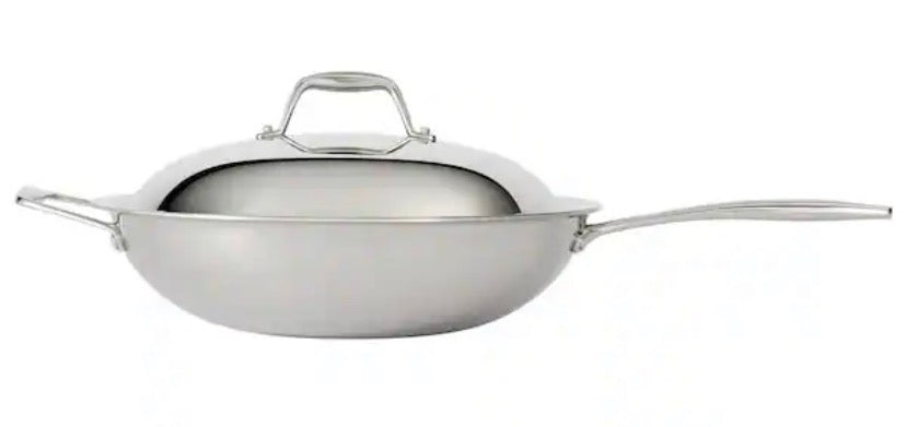 Signature 12 in. Tri-Ply Clad Stainless Steel Induction Safe Wok