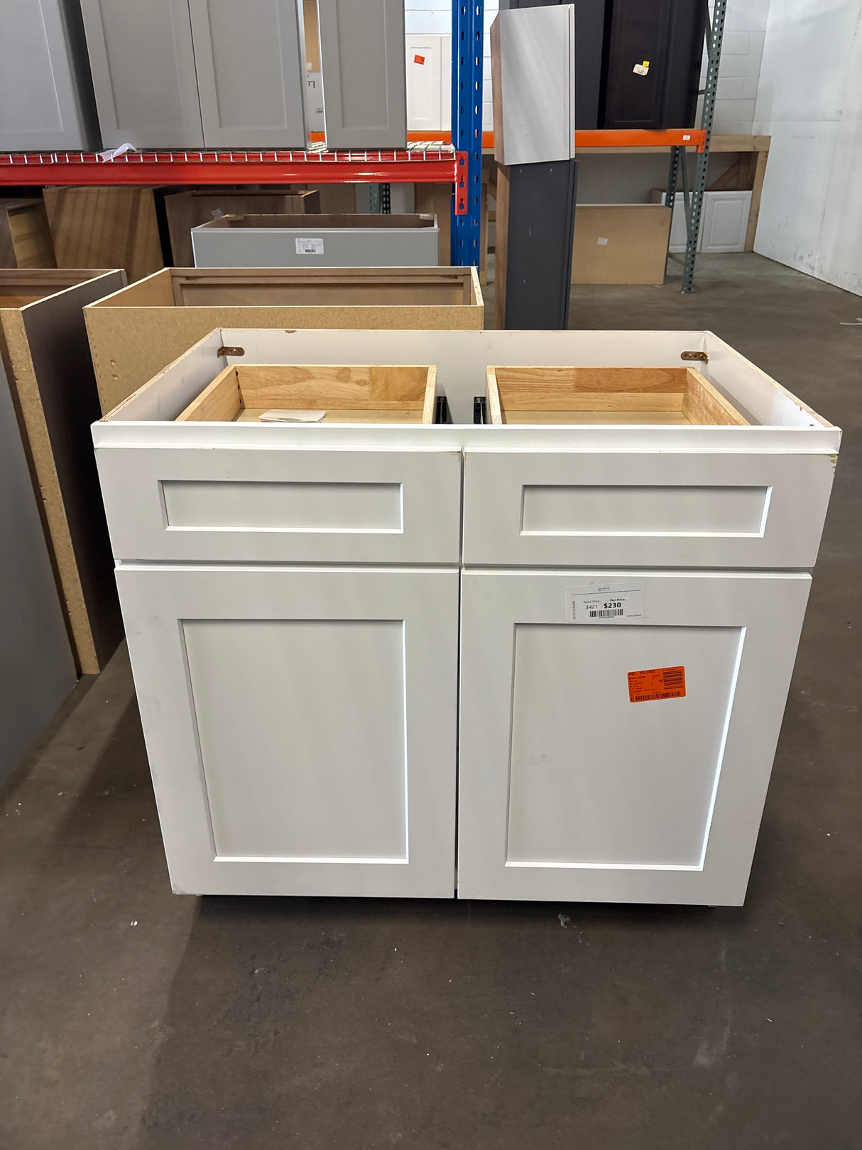 36 in. W x 24 in. D x 34.5 in. H Plywood Ready to Assemble Floor Base Kitchen Cabinet in White Shaker with 2 Drawers