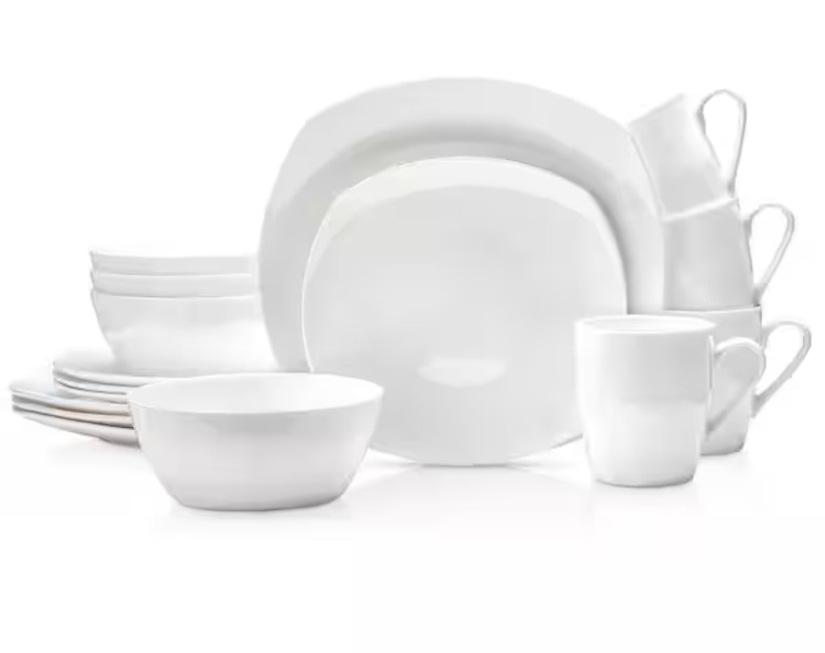Stone Lain Juliette 16-Piece Dinnerware Set Bone China, Service For 4, White