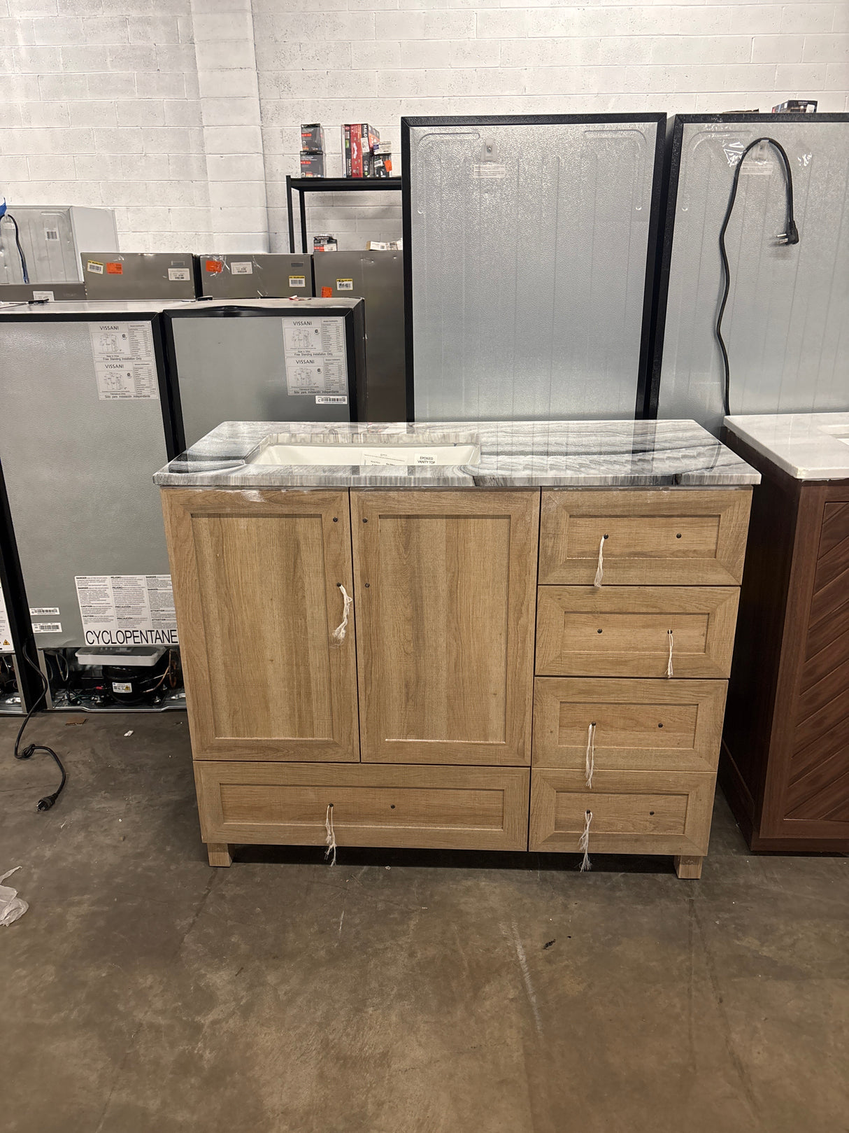 Tobana 42 in. W x 19 in. D x 34.5 in. H Bath Vanity in Weathered Tan with Epoxied Top