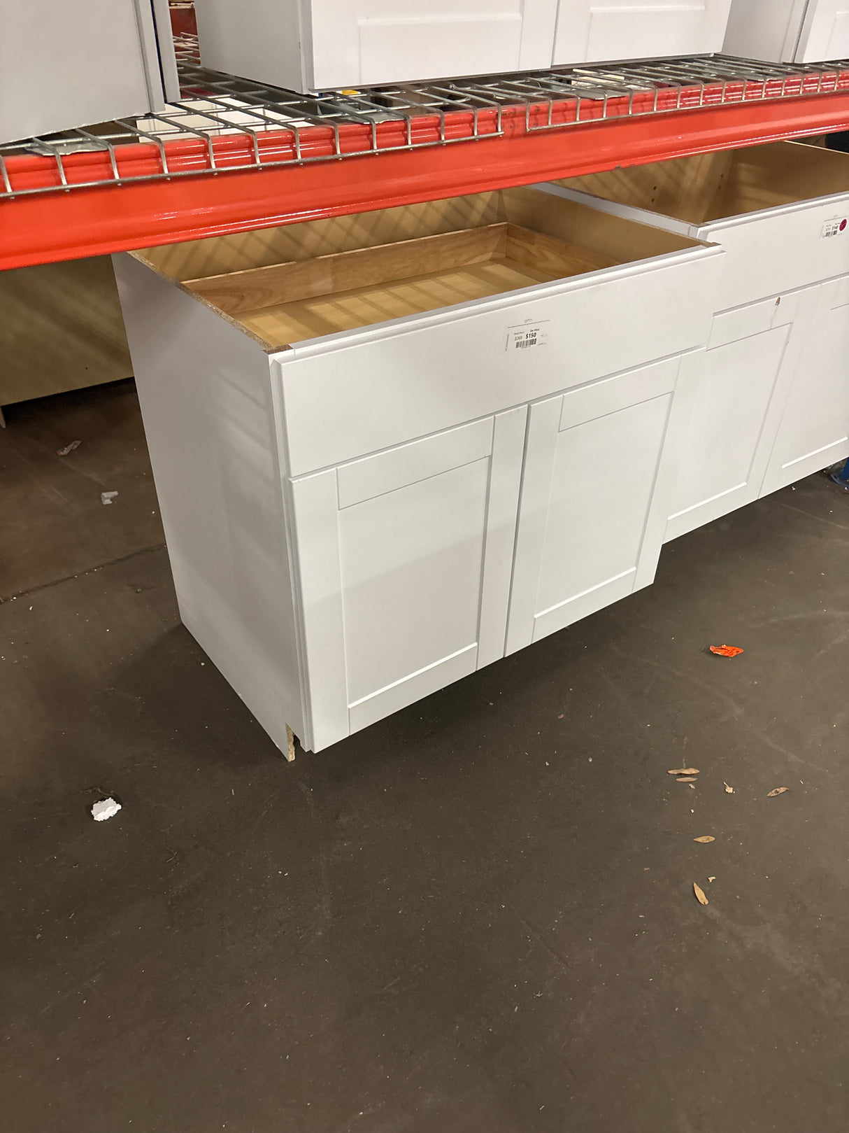 Shaker Satin White Stock Assembled Base Kitchen Cabinet with Ball-Bearing Drawer Glides (36 in. x 34.5 in. x 24 in.)