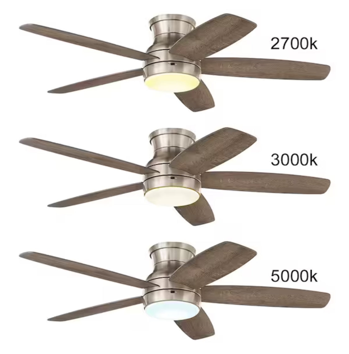 Ashby Park 52 in. White Color Changing Integrated LED Brushed Nickel Ceiling Fan with Light Kit and Remote Control