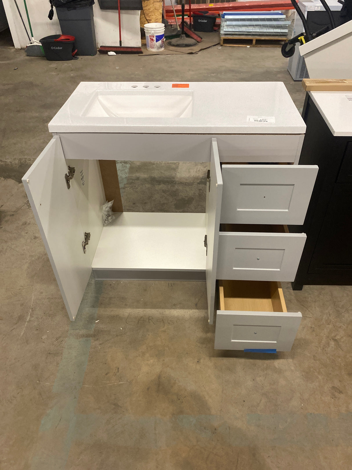 Bannister 37 in. W x 19 in. D x 35 in. H Single Sink Bath Vanity in Pearl Gray with White Cultured Marble Top