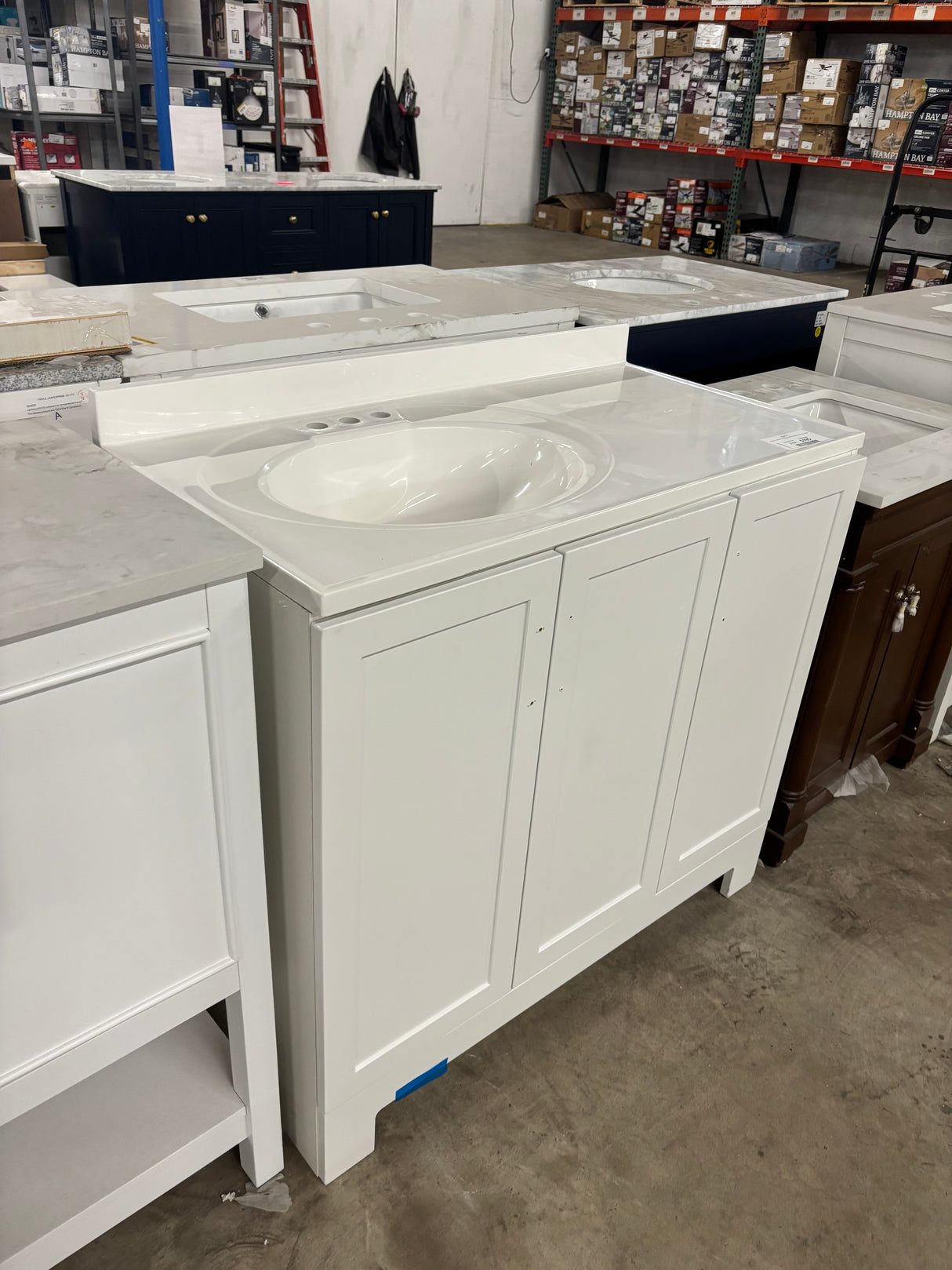 Oakley 37 in. Single Sink White Bath Vanity with White Cultured Marble Top (Assembled)