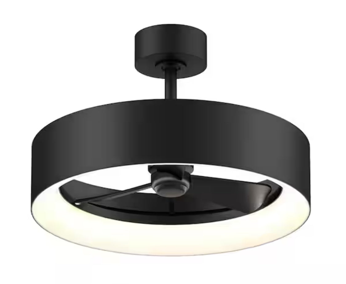 Aiden 24 in. Indoor Black 8 Steps CCT 17.7 in. Integrated LED Ceiling Fan with Remote Included