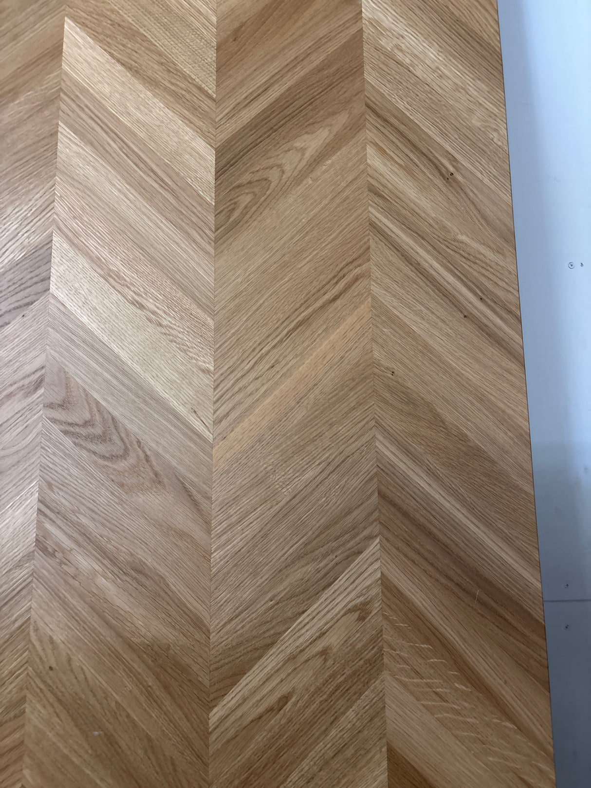 8 ft. L x 25 in. D Engineered Finished Chevron Oak Butcher Block Countertop in Brown with Standard Edge