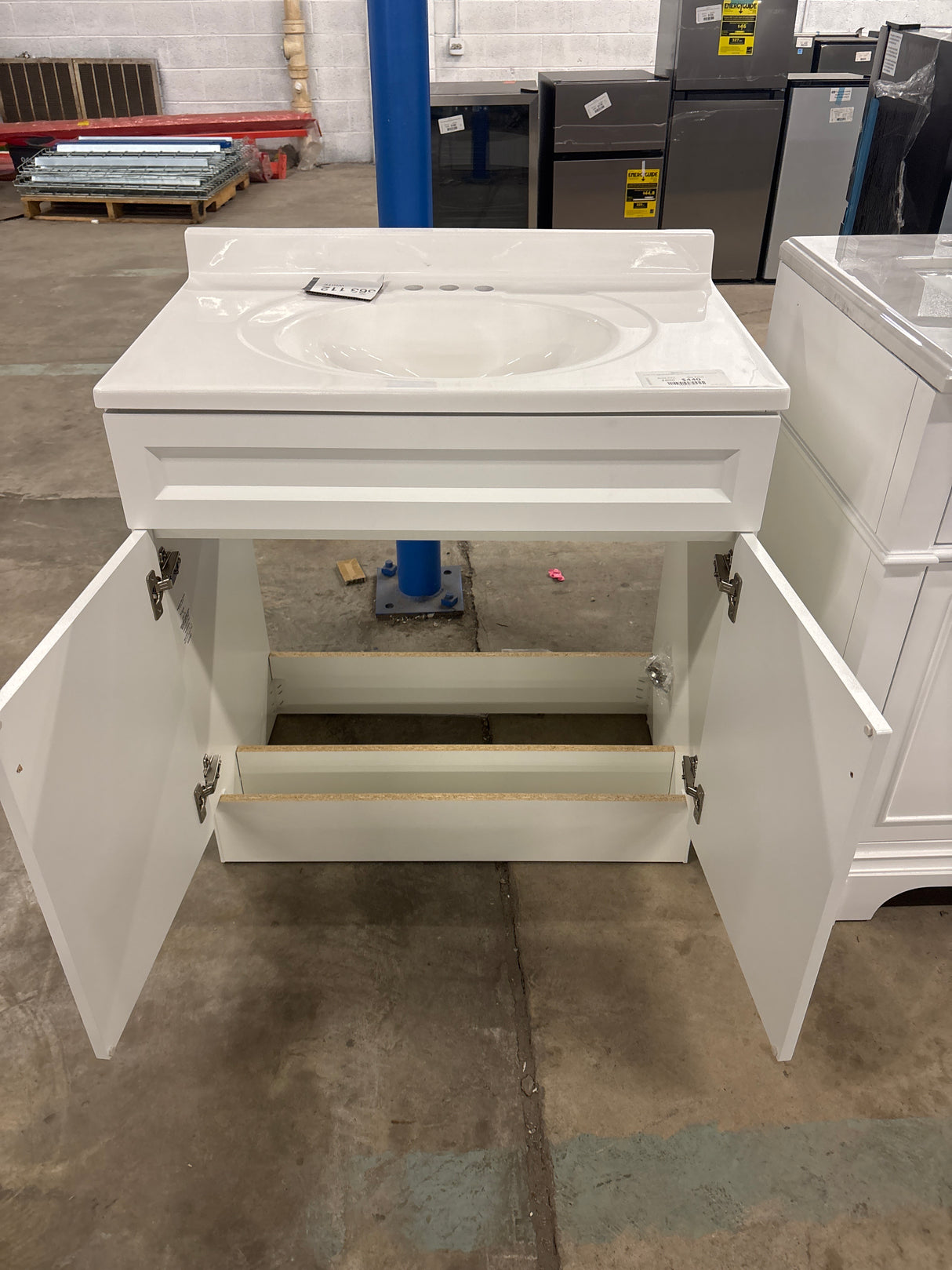 Lancaster 37 in. Single Sink White Bath Vanity with White Cultured Marble Top (Assembled)
