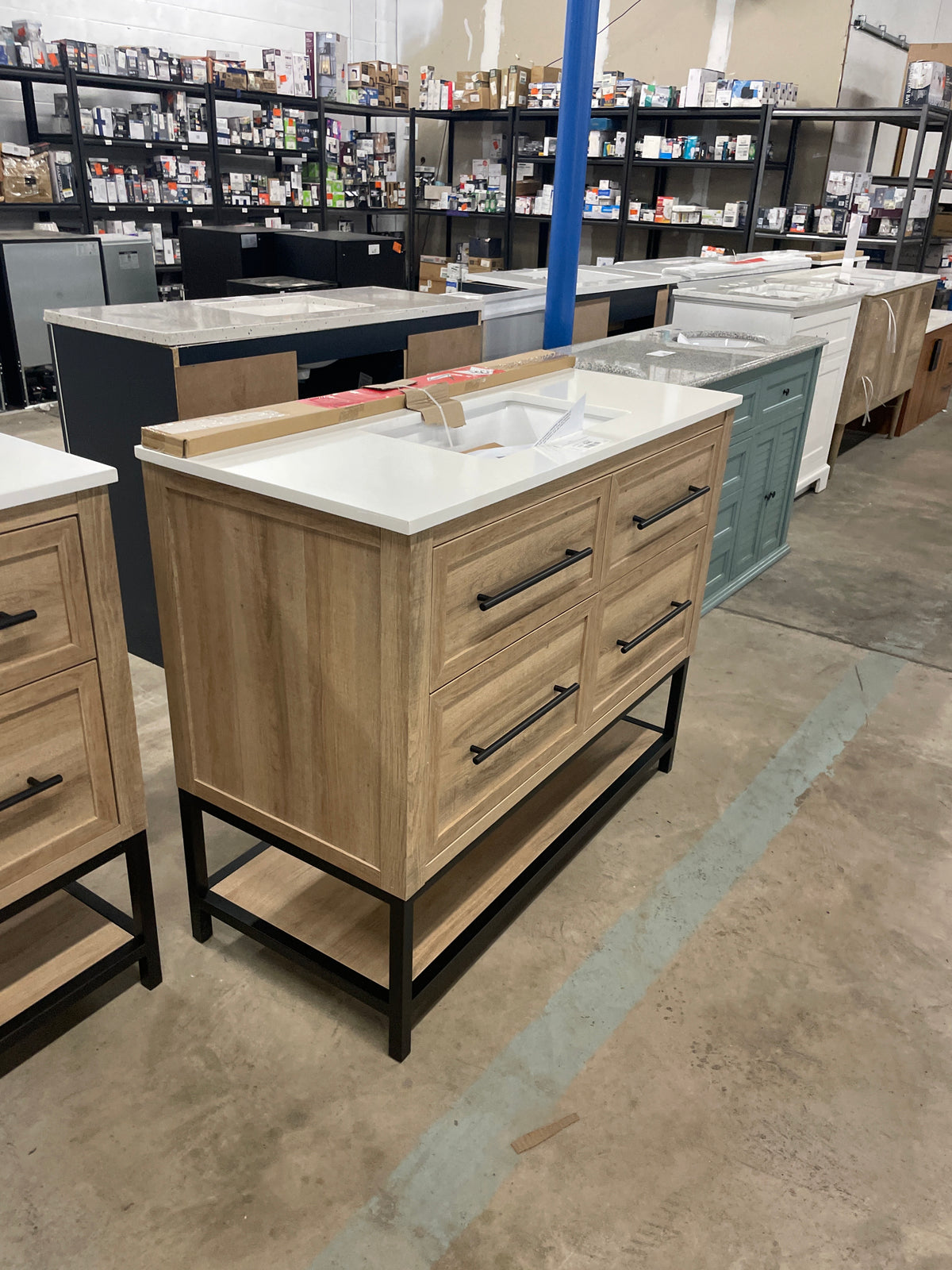 Corley 42 in. W x 19 in. D x 34.50 in. H Bath Vanity in Natural Oak with White Cultured Marble Top