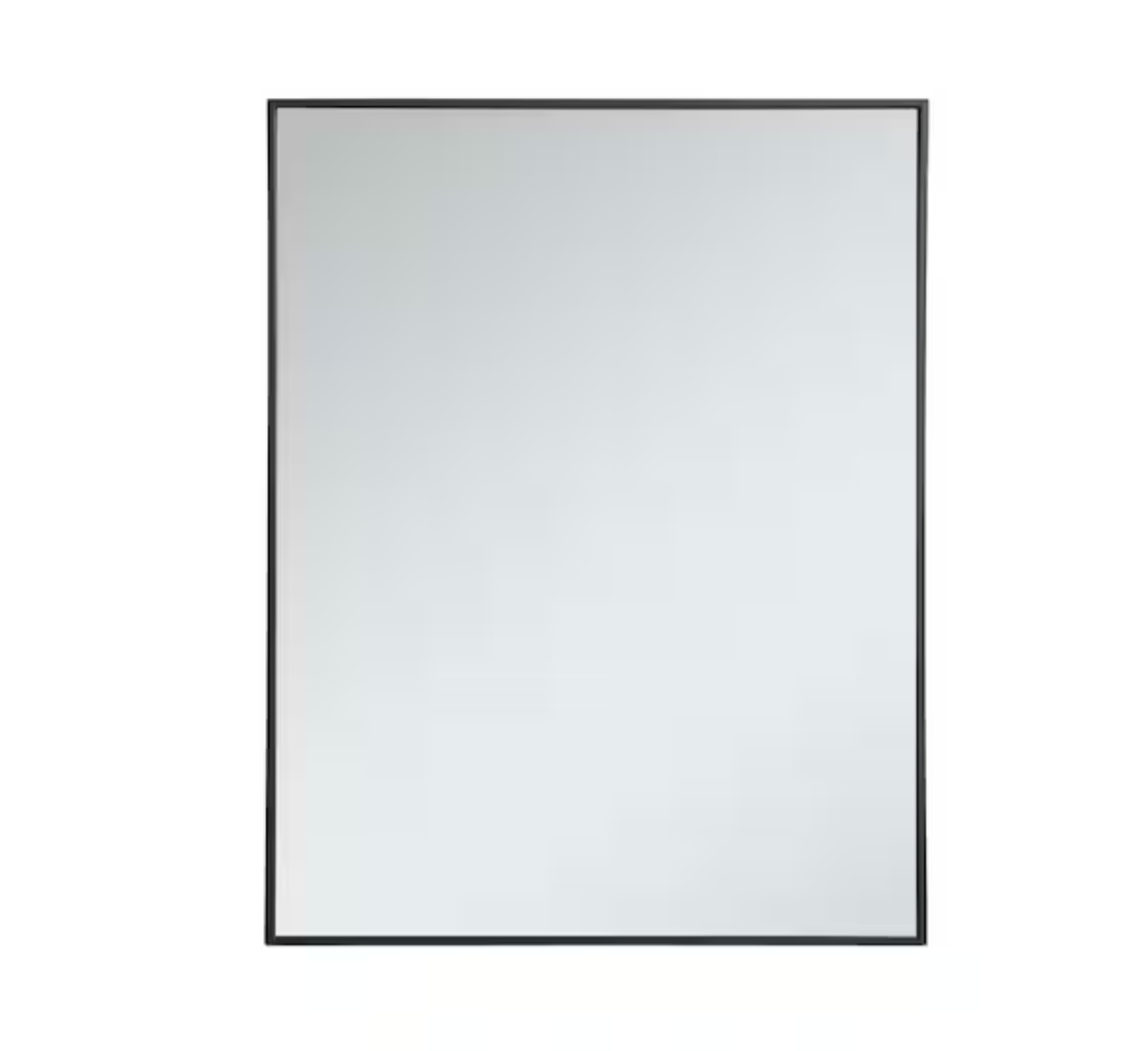 Timeless Home 30 in. W x 40 in. H x Contemporary Metal Framed Rectangle Black Mirror