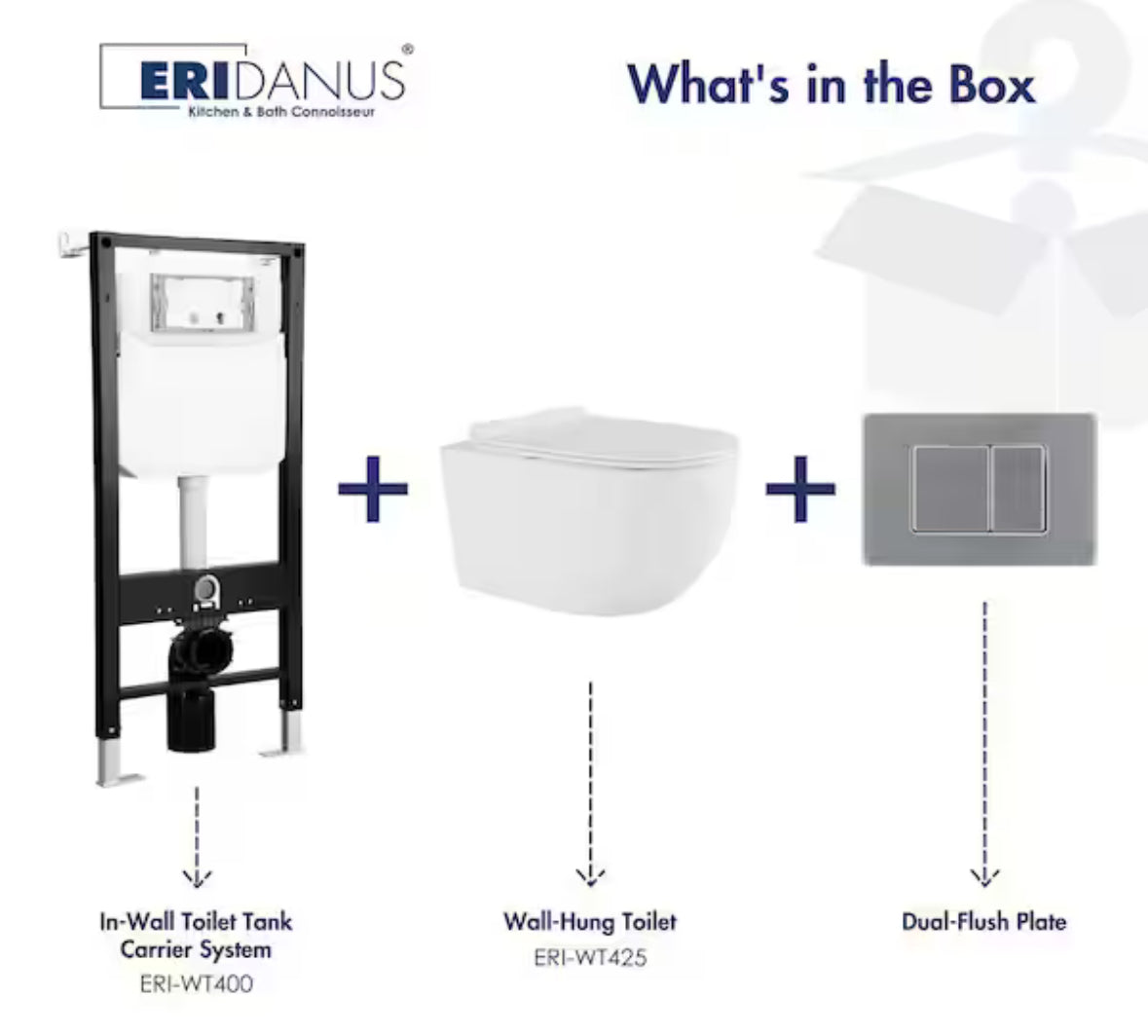 Capri 2-Piece Wall Hung Toilet 0.8/1.6 GPF Dual Flush Gravity Fed D Shape in White