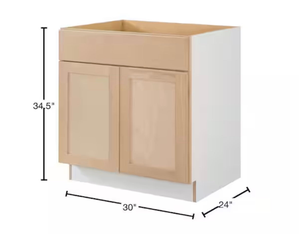 30 in. W x 24 in. D x 34.5 in. H Ready to Assemble Base Kitchen Cabinet in Unfinished with CLICKREADY Technology