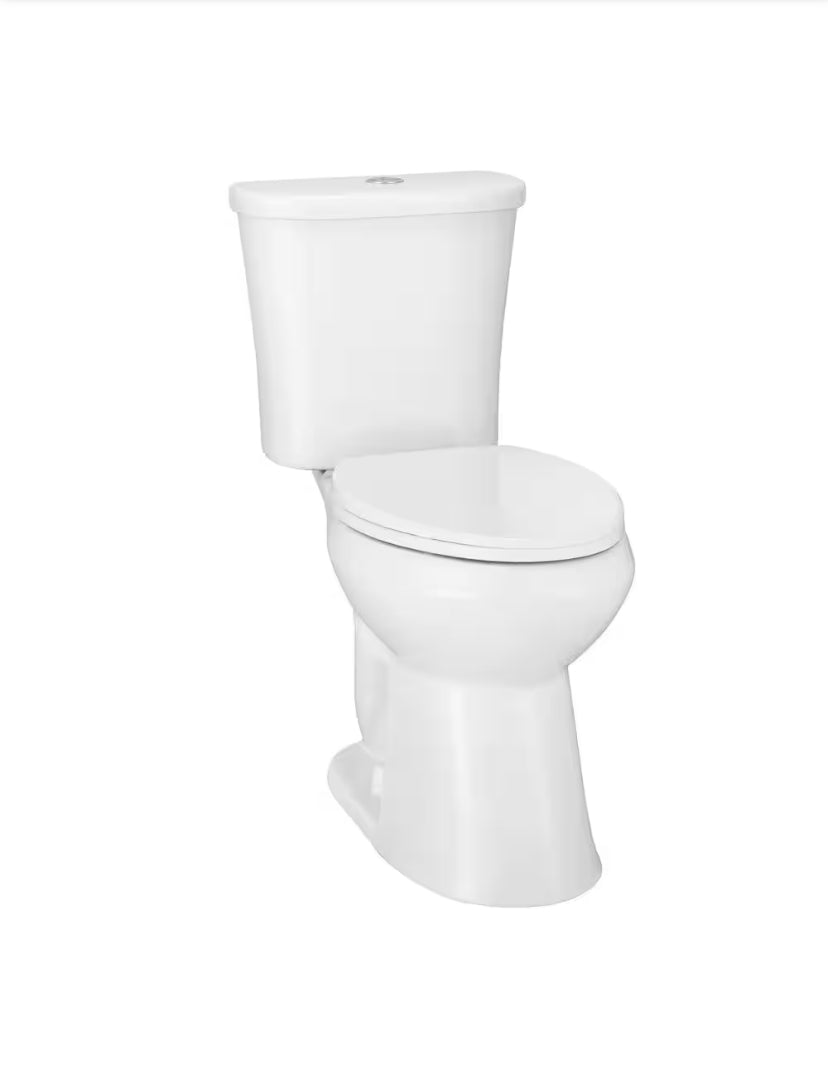 Power Flush 12 in. Rough in 2-Piece 0.95 GPF/1.28 GPF Dual Flush Elongated Toilet in White with Slow-Close Seat Included