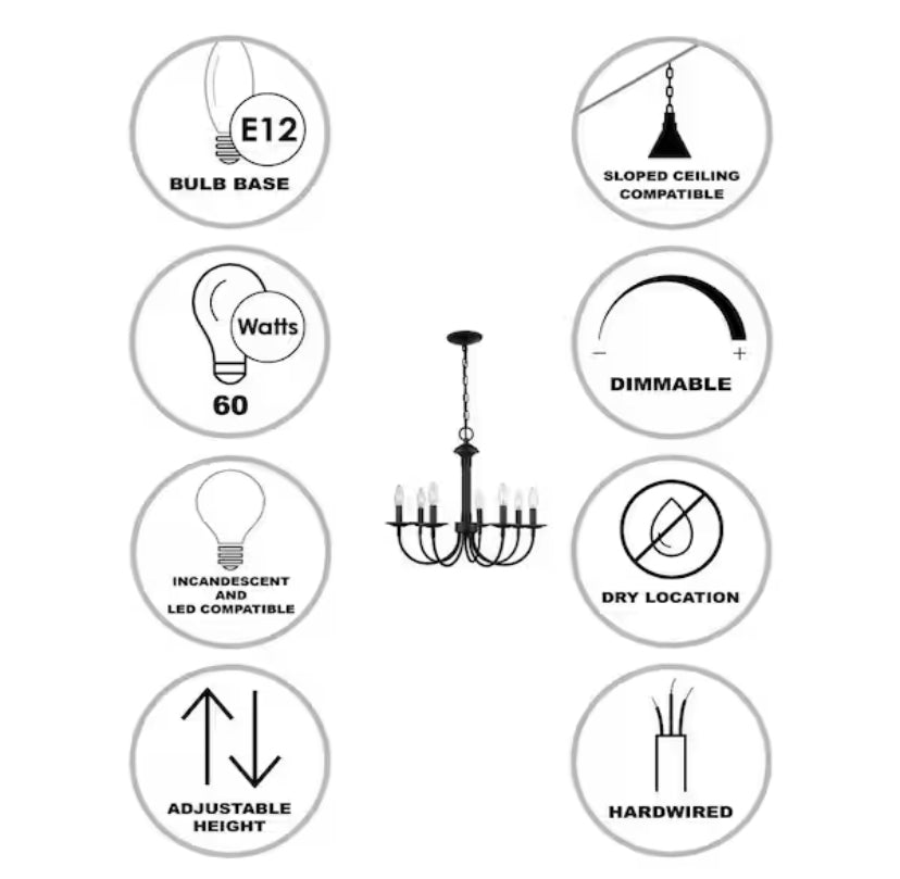 7-Light Oil Rubbed Bronze Candle Chandelier Light Fixture