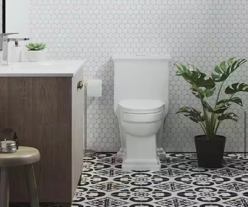 Voltaire 1-Piece 12 in. Rough-in 1.1/1.6 GPF Dual Top Flush Elongated Toilet in Glossy White