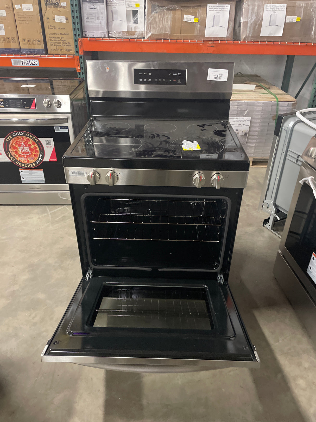 30 in. 5 Burner Element Freestanding Electric Range in Stainless Steel with EvenTemp and Steam Clean