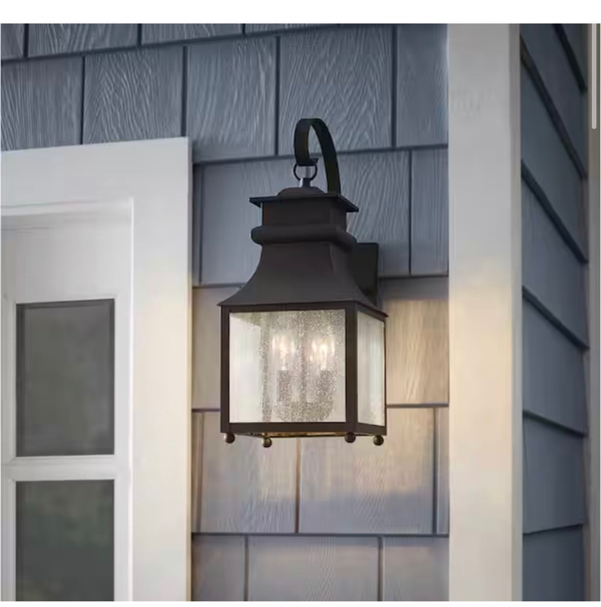 Rainbrook 18 in. 2-Light Matte Black Outdoor Wall Light Fixture Sconce with Seeded Glass