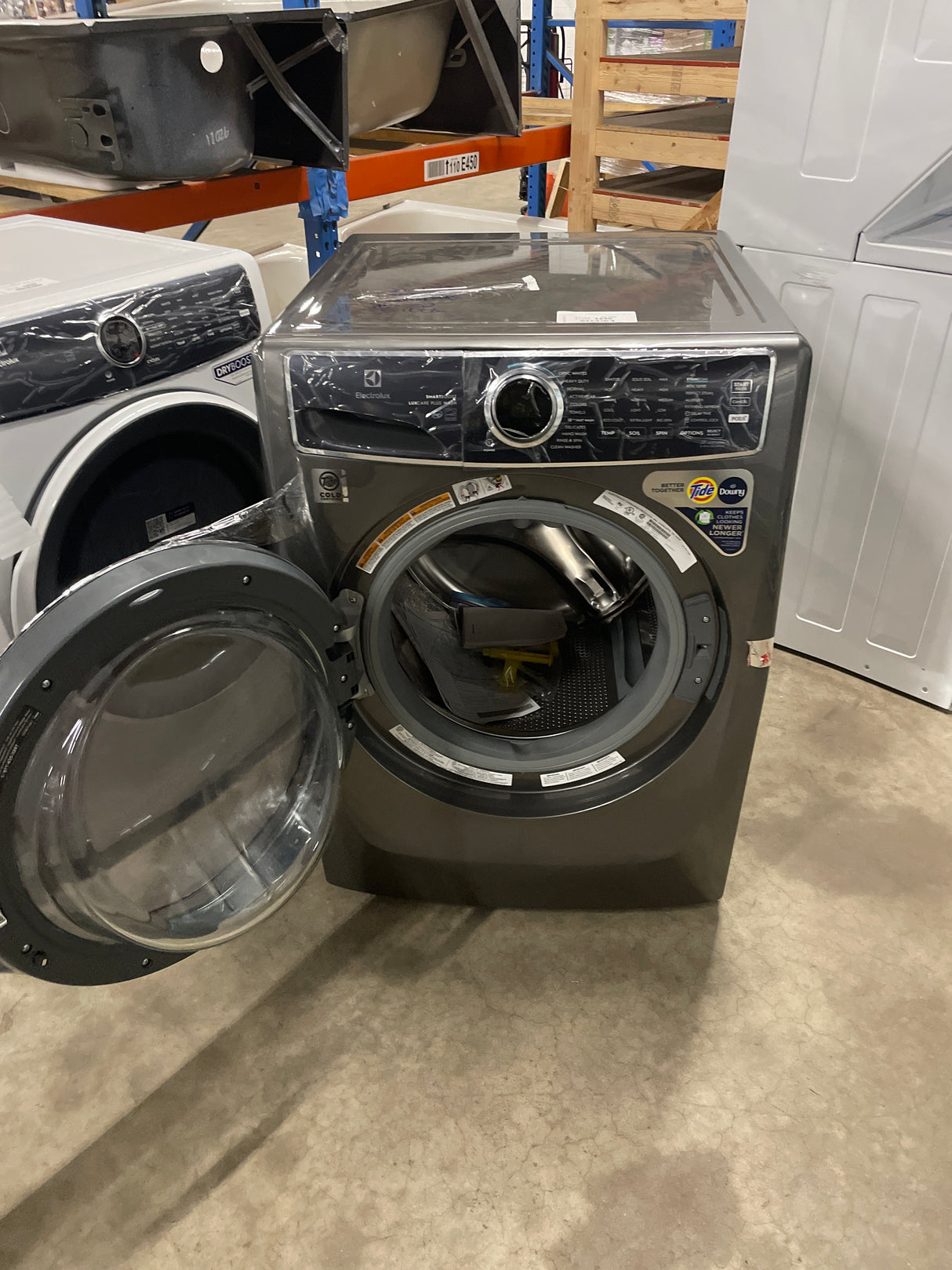 4.5 cu. ft. Stackable Front Load Washer in Titanium with SmartBoost, Optic Whites, and Pure Rinse