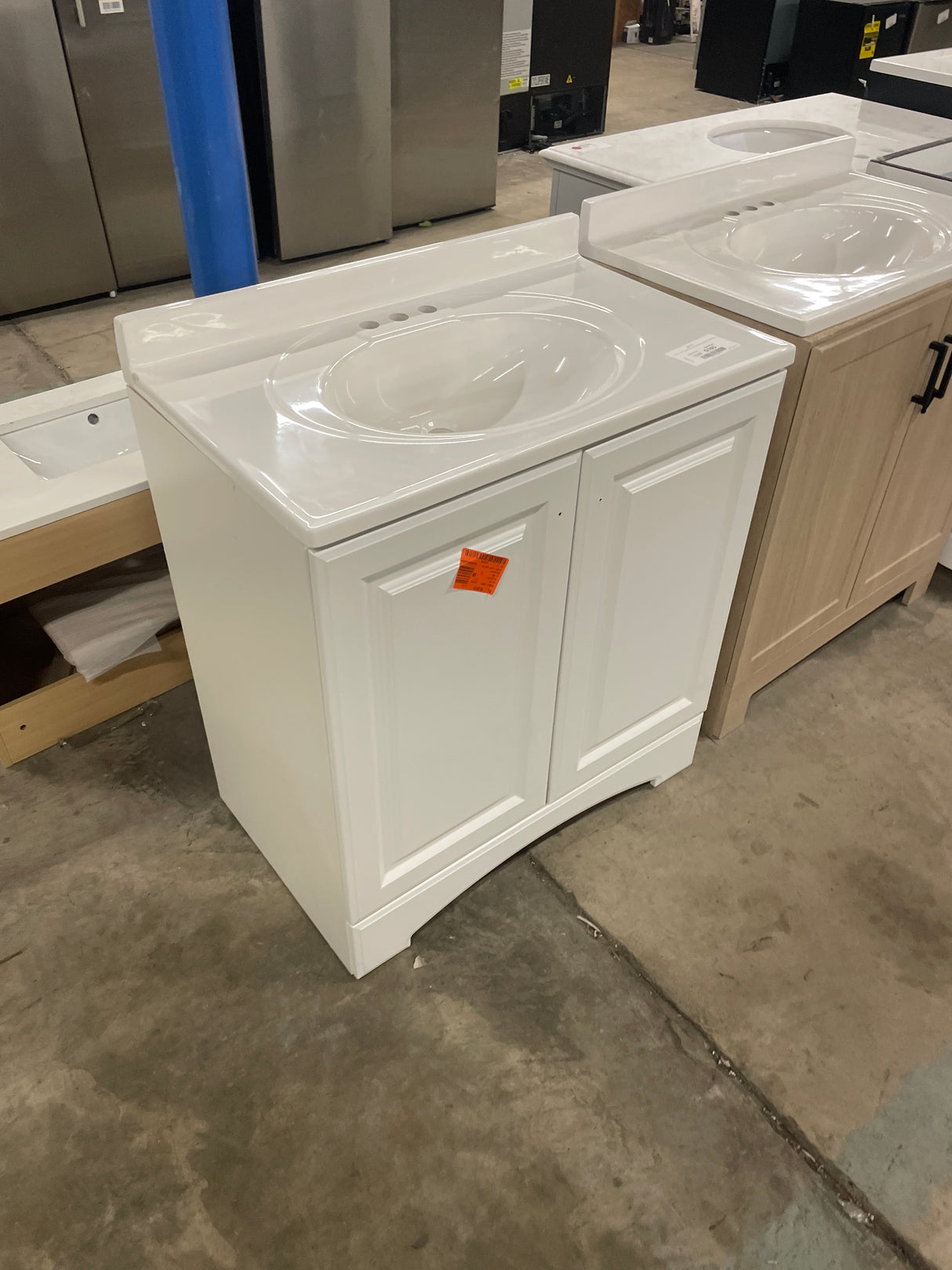 31 in. W x 19 in. D x 35 in. H Single Sink Freestanding Bath Vanity in White with White Cultured Marble Top