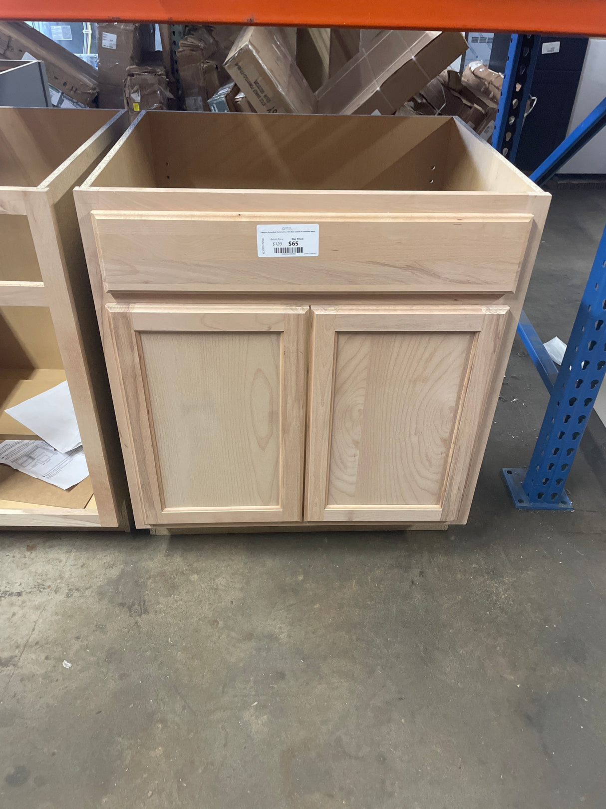 Hampton Assembled 30x34.5x24 in. Sink Base Cabinet in Unfinished Beech