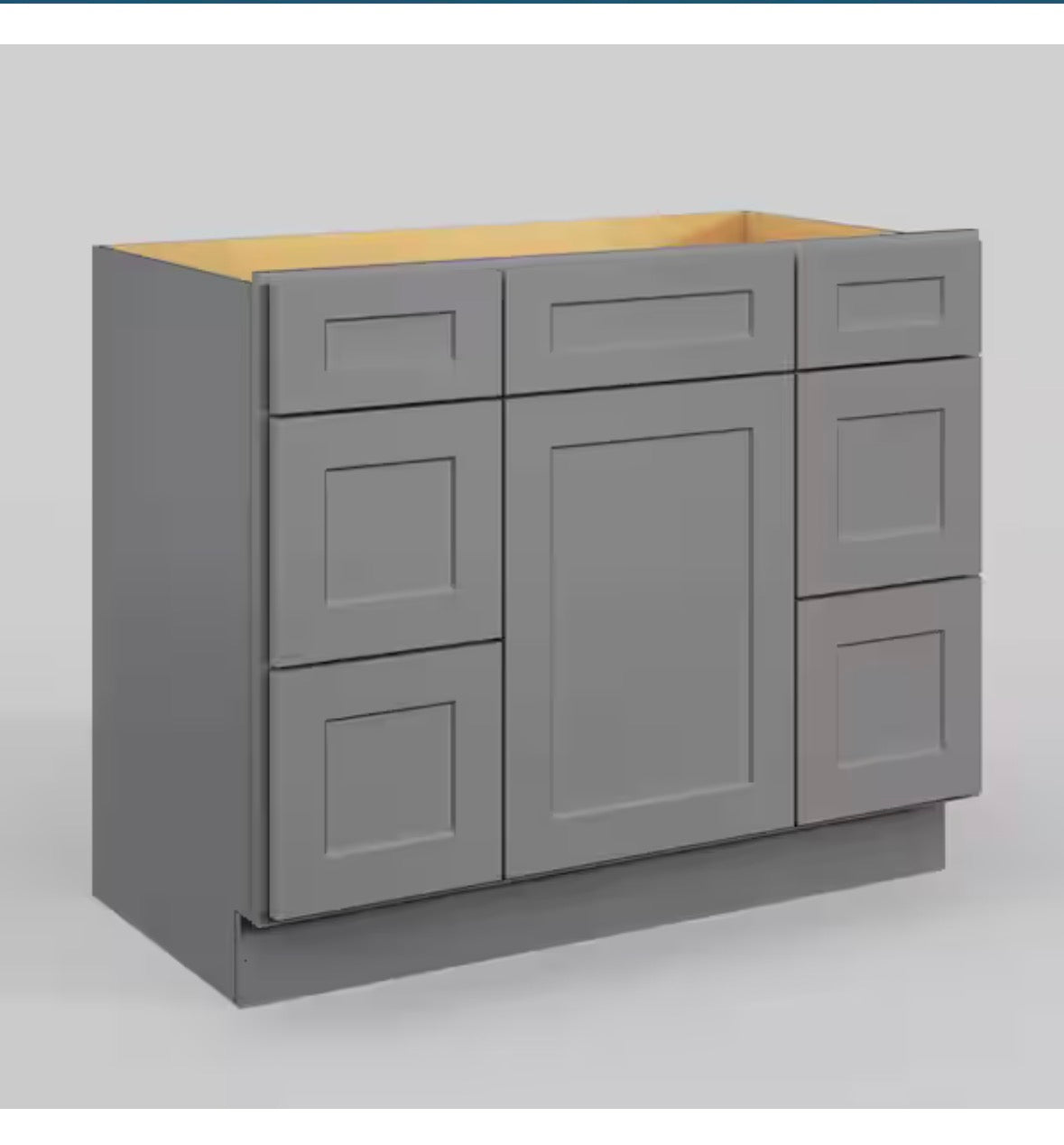 42 in. W x 21 in. D x 34.5 in. H in Shaker Grey Plywood Ready to Assemble Floor Vanity Sink Base Kitchen Cabinet