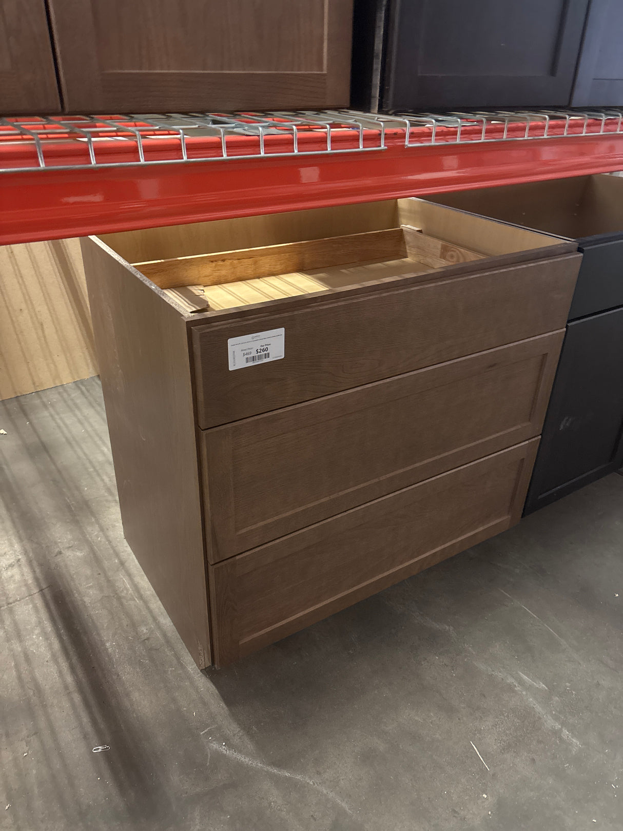 Sinclair 36 in. W x 24 in. D x 34.5 in. H Assembled 3 Drawer Base Cabinet in Shaker Saddle Oak