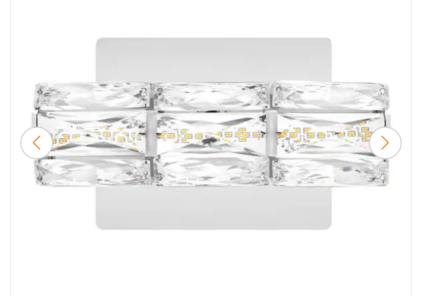 Keighley Integrated LED Chrome and Crystal Indoor Wall Sconce Light Fixture
