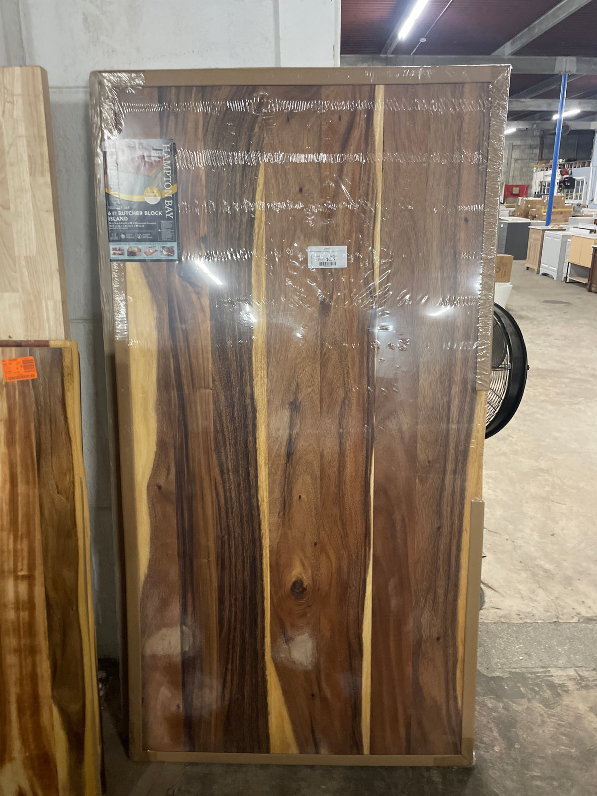 6 ft. L x 39 in. D Finished Saman Solid Wood Butcher Block Island Countertop With Live Edge