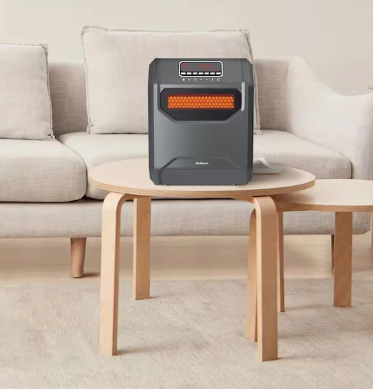 Electric 6 Element Infrared Space Heater Black Plastic