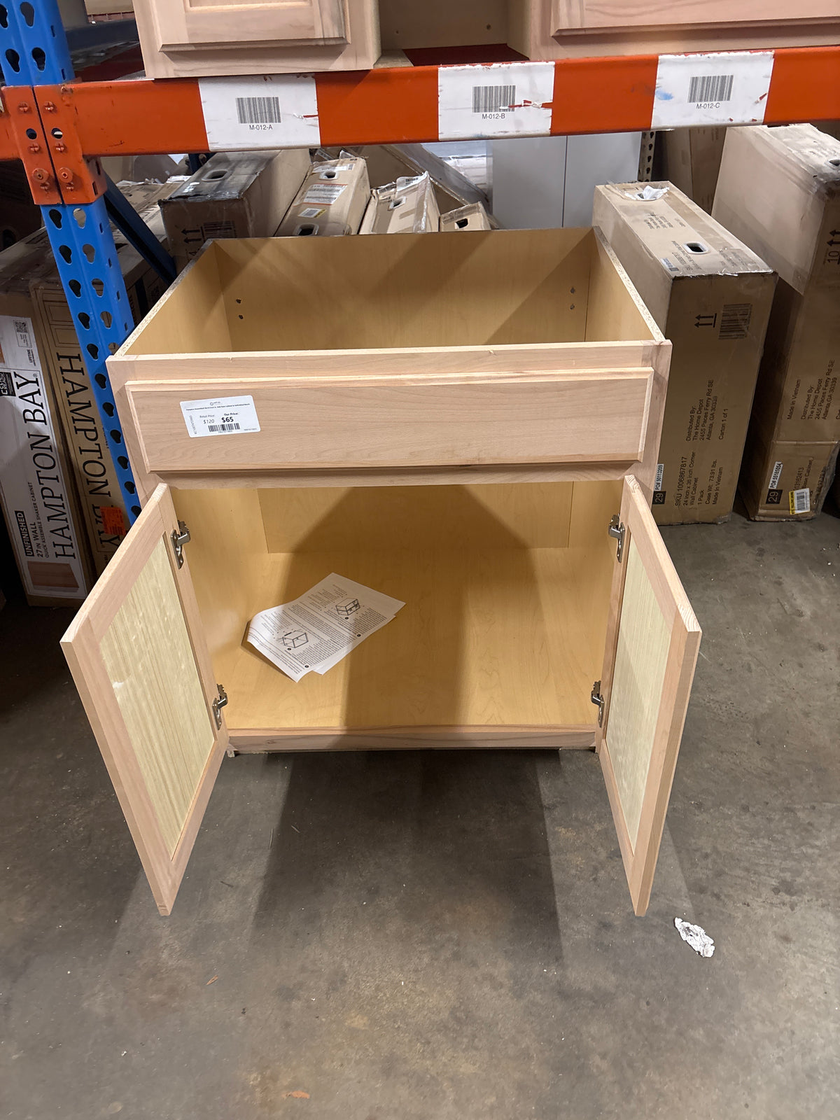 Hampton Assembled 30x34.5x24 in. Sink Base Cabinet in Unfinished Beech