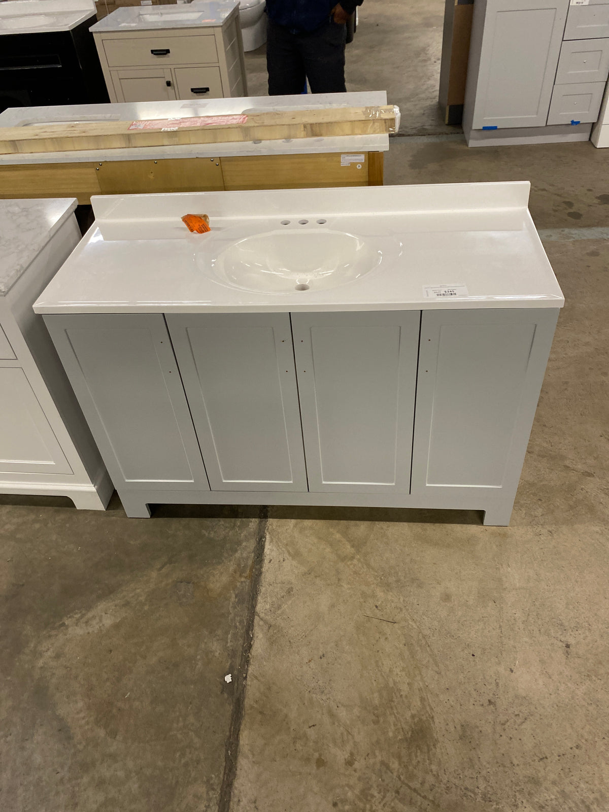 Oakley 49 in. Single Sink Pearl Gray Bath Vanity with White Cultured Marble Top (Assembled)