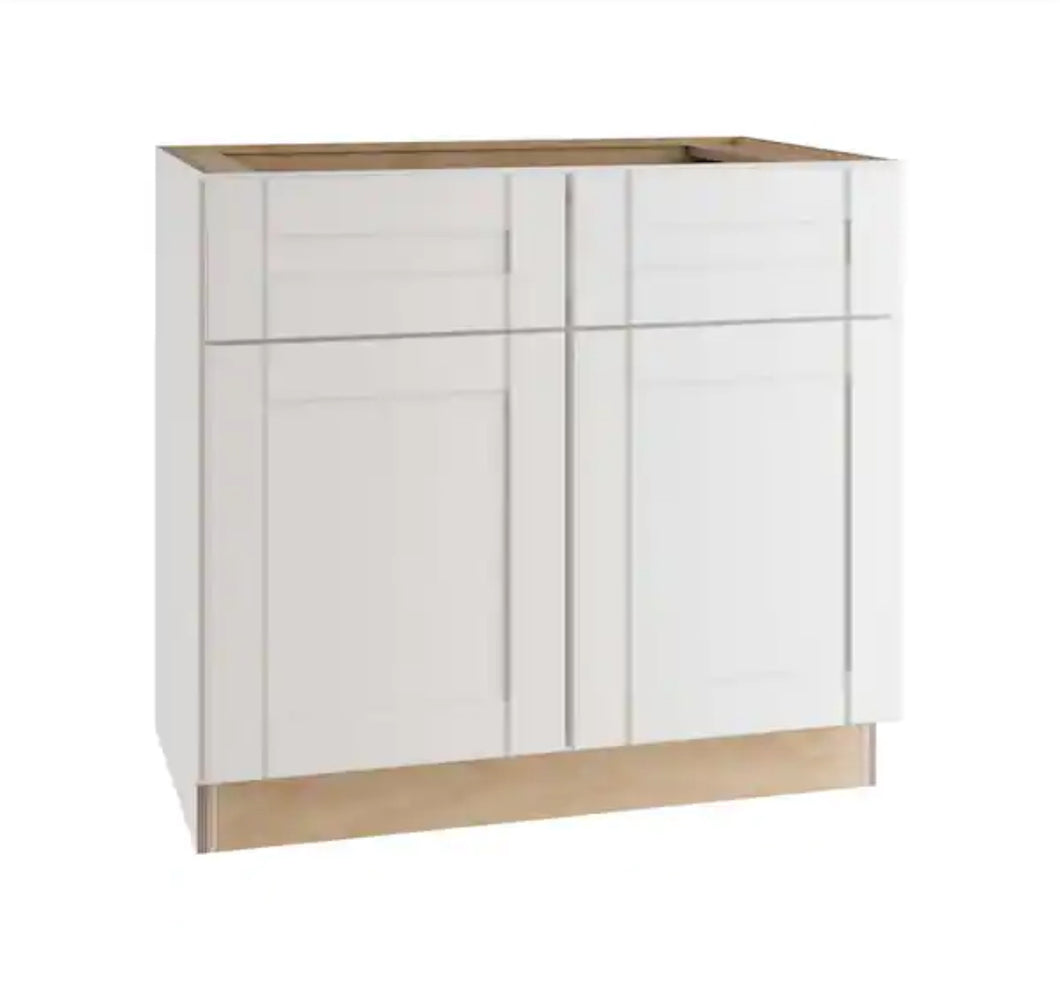 Richmond Verona White Shaker Ready to Assemble Sink Base Kitchen Cabinet 36 in. x 34.5 in. x 24 in.