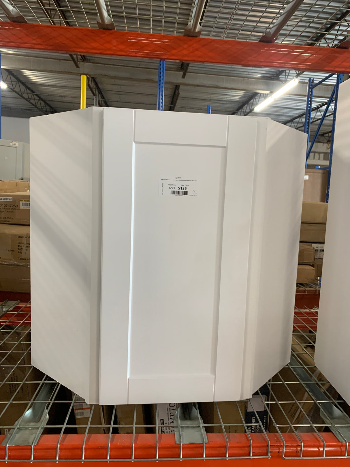 Shaker Satin White Stock Assembled Diagonal Corner Wall Kitchen Cabinet (24 in. x 30 in. x 12 in.)