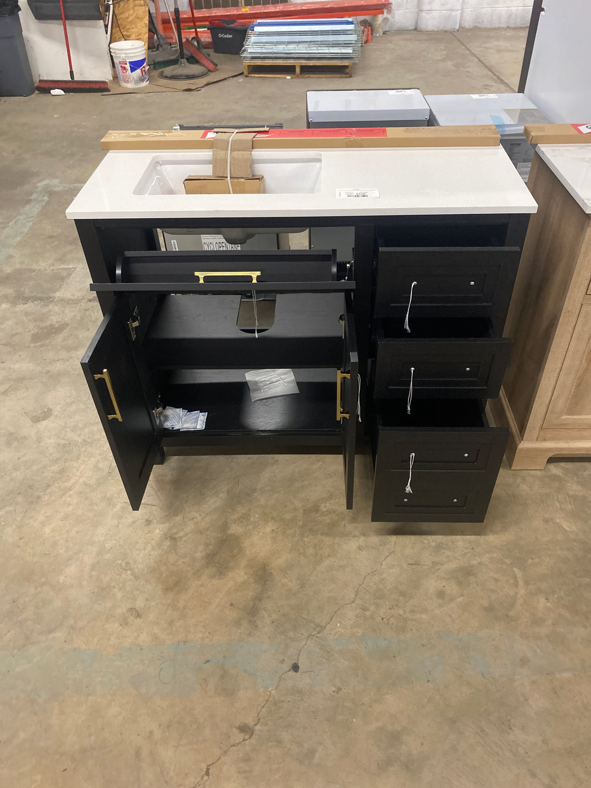 Beaufort 42 in. W x 19 in. D x 34 in. H Single Sink Bath Vanity in Ebony Wood with White Engineered Stone Top