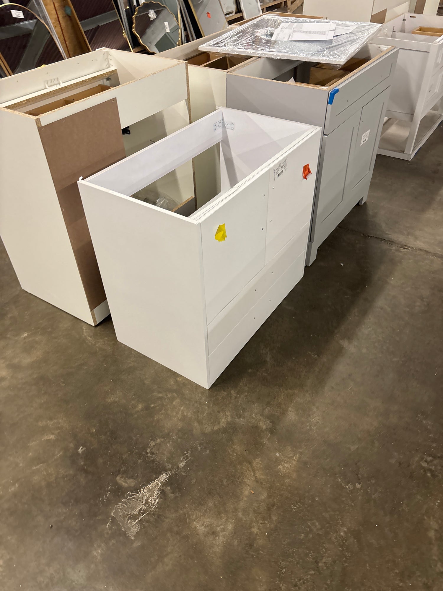 Alessio 32 in. Single Sink PVC White Standing Bath Vanity with White Sintered Stone Top Assembled